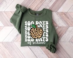 100 days of school leopard shirt, leopard 100 days of school sweatshirt, 100 days celebration shirt, teacher gift, teach