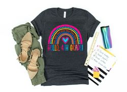 hello 4th grade shirt, kindergarten rainbow shirt, back to school shirt, teacher life shirt, kindergarten love shirt, gi