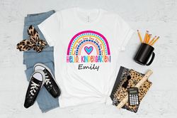 hello kindergarten colorful rainbow shirt,hello kindergarten shirt,2023 happy first day of school,back to school outfit,