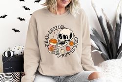 dead inside but spiced sweatshirt, halloween skull sweatshirt, funny halloween shirt, spooky shirt, halloween shirt, hal