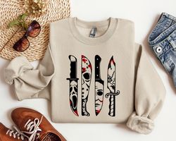 horror movie characters sweatshirt, horror movie characters in knives shirt, halloween shirt, horror movie sweatshirt, h