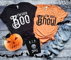 im her boo shirt, im his ghoul shirt, halloween couple shirt, halloween shirts, halloween couple shirt, boo ghoul shirts