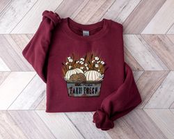 Fall Sweatshirt,fall Tees,farm Fresh Pumpkins Sweatshirt,thanksgiving Tee,cute Fall Shirts,fall Graphic Tees,women's Fal