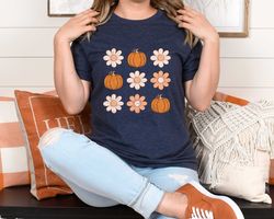 Pumpkin And Daisy Sweatshirt, Floral Pumpkin Shirt, Pumpkin Season Is Start, Hello Pumpkin Shirt, Pumpkin Shirt For Wome