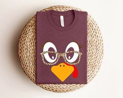 Cute Turkey Fall Thanksgiving Shirt, Thanksgiving Family Matching Shirt, Turkey Face Shirt, Funny Thanksgiving Shirt, T