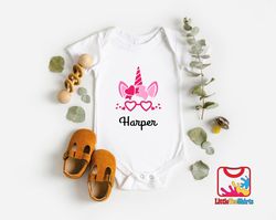 Cute Heart Unicorn Onesie, Personalized Valentine Onesie,Gift For Valentines Day, Cute Heart Onesie, Happy Valentines Da