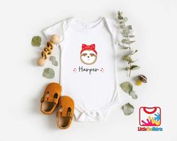 cute sloth baby onesie, personalized valentines day onesie,  custom name sloth baby onesie, gift for valentines day