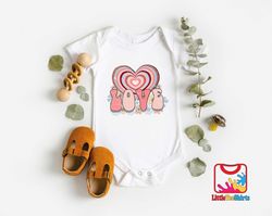 retro love heart baby onesie, valentines day onesie, cute valentines day bodysuit, valentines gift for kids