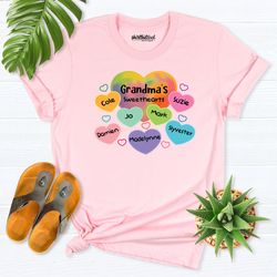 grandma with kids name shirt, grandma valentine shirt, grandma mothers day gift, custom grandmas sweethearts shirt, nana