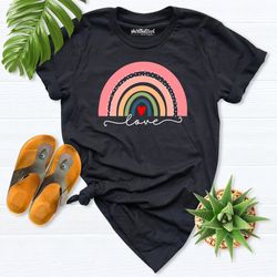 Rainbow Love Shirt, Women Valentine Shirt,mother day Gift, gift Teacher, Love Rainbow Shirt, Mommy gift, daughter birthd