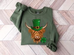 st patricks day sweatshirt for women, highland cow shirt, funny st pattys day shirt, shamrock sweatshirt, lucky sweater,