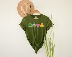 st pattys day shirt for women, lucky charm shirt, lucky tshirt, rainbow shamrock heart gold tee shirt, funny st patricks