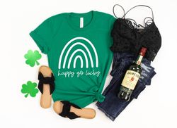 St Patricks Day Shirt,Happy Go Lucky Rainbow,Shamrock Shirt, St Pattys Shirt,Irish Shirt,Shenanigans Drinking Shirt,Fami