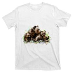 brown mother bear with her cubs t-shirt