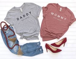 Custom Mommy and Daddy Shirt, Mothers Day Tees, Fathers Day Tees, Gift for Mom Dad, Newly Mommy Daddy Shirt, Mom and Dad