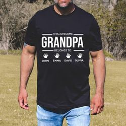 fathers day gift for grandpa, personalized grandpa shirt with grandkids names, custom grandpa shirt, grandpa shirt with