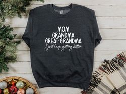 mom grandma great grandma sweatshirt, grandma sweatshirt, great grandma gifts, best grandma sweatshirt, pregnancy announ