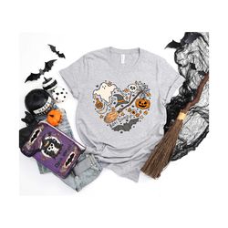 halloween doodles shirt , halloween shirt, cute halloween theme shirt, happy halloween shirt, happy halloween heart shir
