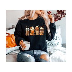 halloween coffee sweatshirt, fall coffee sweatshirt, halloween crewneck, pumpkin spice shirt, coffee lover shirt, pumpki
