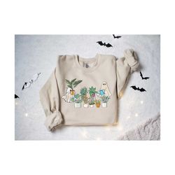 ghost plant lady sweatshirt, ghost plant shirt, halloween plants sweatshirt, halloween ghost sweatshirt, halloween gift