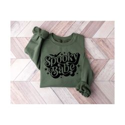 spooky babe sweatshirt, cute halloween shirt, funny halloween shirt, fall shirt, trick or treat witch hat shark shirt, g