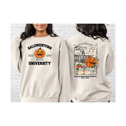 2 side vintage halloweentown 1998 sweatshirt, halloween sweatshirt, 2 side halloweentown university sweater, halloweento