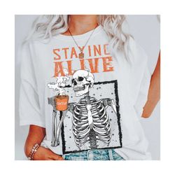 skeleton comfort colors tshirt, spooky season, coffee lover gift, skeleton coffee shirt, funny halloween, teacher hallow