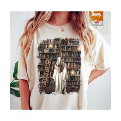 ghost book lover halloween shirt, vintage halloween sweatshirt, retro halloween tee, oversized tshirt for women, gift fo