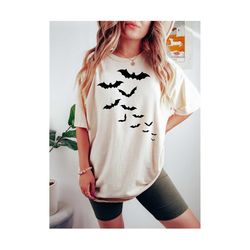 comfort colors cute halloween bat shirt, womens halloween shirt, aesthetic shirt, halloweenskull shirt, fall graphic tee