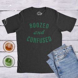 boozed and confused, st patricks shirt, shamrock shirts, beer mug shirt, clover shirt, funny shirts, drinking shirt, off