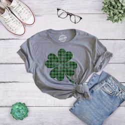 buffalo plaid four leaf clover shirt, buffalo plaid, shamrock shirts, drinking t shirt, ireland top woman, womens irish