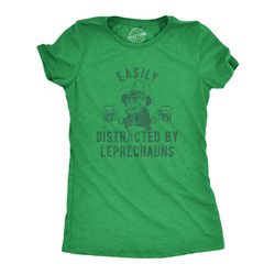 easily distracted by leprechaun, st pattys day shirts, leprechaun shirts, st patricks day shirts, funny shirts, magical