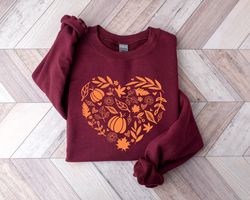 fall heart shirt, fall sweatshirt women, autumn doodles sweater, autumn leaves shirt, hello fall shirt, thanksgiving sub