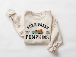 farm fresh pumpkins fall women sweatshirt, thanksgiving sweater, fall pumpkin, fall tee, pumpkin patch, autumn tee, hal