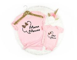 mini and mama mouse shirts, magic vacation tees, minnie mouse tees, cheetah silhouette mini-mama mouse, mommy and me shi