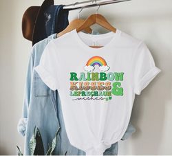 rainbow kisses leprechaun wishes shirt, saint patricks day shirt, leprechaun wishes shirt, funny paddys day shirts, iris