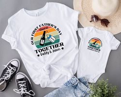 father and baby matching cheers shirts, our first fathers day custom shirt, fathers day gift, new dad, fathers day shirt
