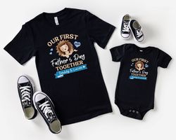 first fathers day lion matching shirts, personalized our first fathers day together shirt, new dad fathers day gift, fat