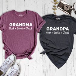 grandma and grandpa shirt, personalized grandma shirt, personalized grandpa shirt, shirt with kids names, grandchildren