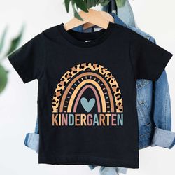 rainbow kindergarten shirt, kindergarten leopard shirt, welcome to school tee, first day of school, hello kindergarten b