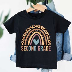 rainbow second grade shirt, 2st grade leopard shirt, welcome to school tee, first day of school, hello 2st grade shirt,