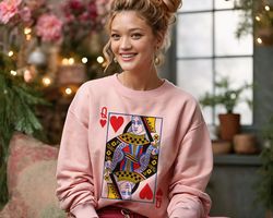 Queen of Hearts Valentines Sweatshirt Gift for Women, Retro Valentine Womens Shirt, Funny Valentines Day Sweater, Alice