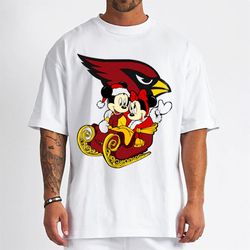 mickey minnie santa ride sleigh christmas arizona cardinals t-shirt - cruel ball