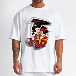 mickey minnie santa ride sleigh christmas atlanta falcons t-shirt - cruel ball