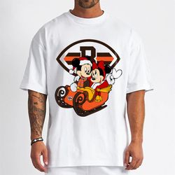 mickey minnie santa ride sleigh christmas cleveland browns t-shirt - cruel ball