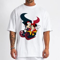 mickey minnie santa ride sleigh christmas houston texans t-shirt - cruel ball