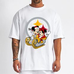 mickey minnie santa ride sleigh christmas pittsburgh steelers t-shirt - cruel ball