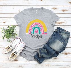 teach love inspire motivate lead encourage listen connect include teacher t-shirt, teacher rainbow shirt, teacher shirt,