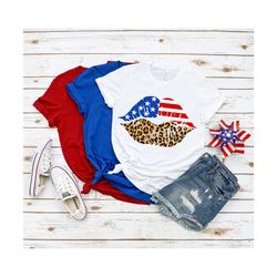 Patriotic Lips Shirt, American Flag Lips Shirt, Cheetah Lips Shirt, Kisses Shirt, 4th of July Shirt, 4th of July, Merica
