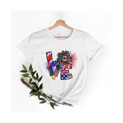 4th Of Juli Liebe Sonnenblume Shirt, Unabhngigkeitstag Shirt, USA Flagge Shirt, patriotisches Shirt, Amerika Shirt, Vete